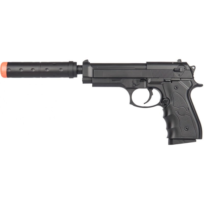 G52A M9 Airsoft Spring Pistol with Mock Suppressor - Tophatter's Army Products & Self Defense Collectible Weapons - Tophatter Daily Deals